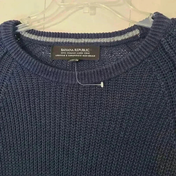 Banana Republic Italian Linen Sweater Navy Blue Size Large - Picture 3 of 7